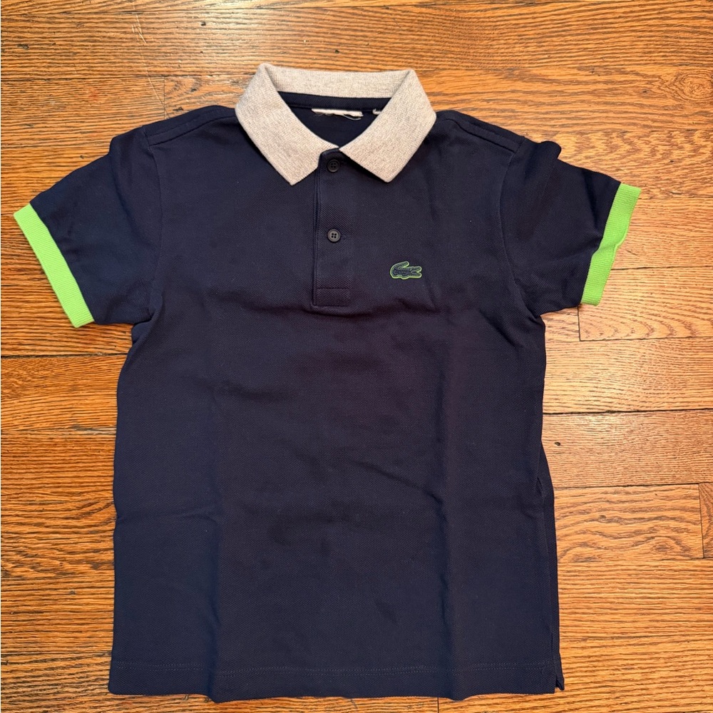 Lacoste Kids Polo in Navy with Green Trim